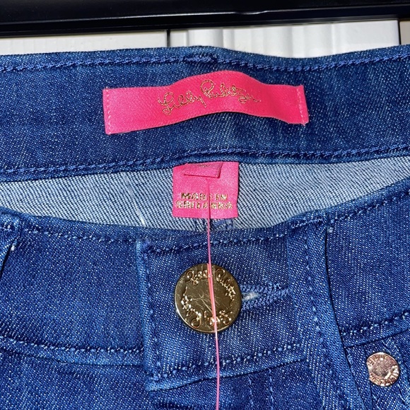 Lilly Pulitzer South Ocean Crop Flare Braided Bay Ave Denim Jeans Size 0 - Picture 4 of 9